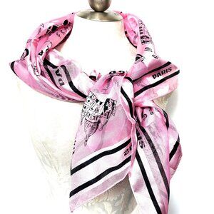 Paris Souvenir Travel Scarf Eiffel Tower Arc de Triomphe in Paris 36” sq